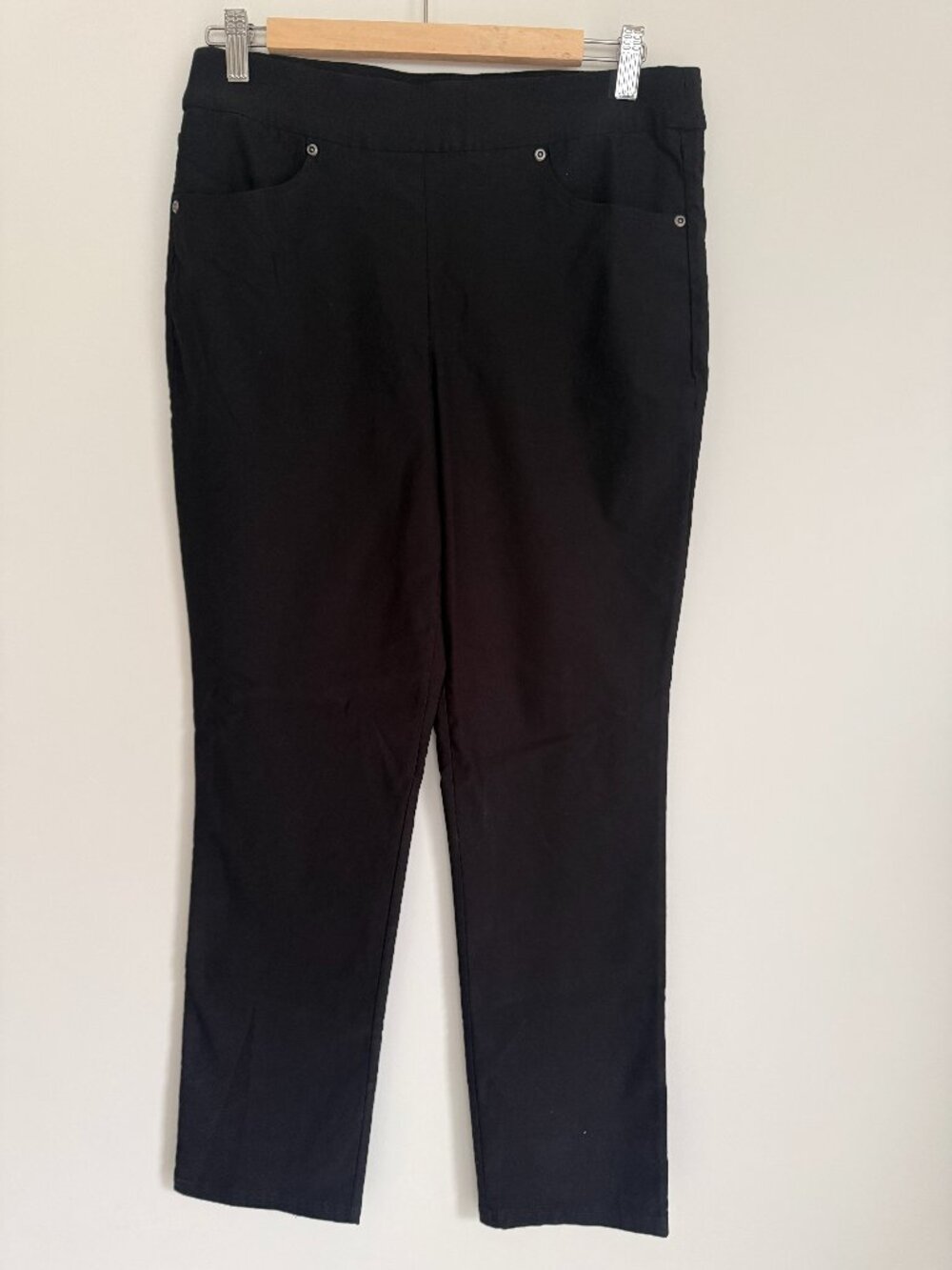 Wynne Layers Women Black Pull On Pockets Straight Leg Pants Size 14